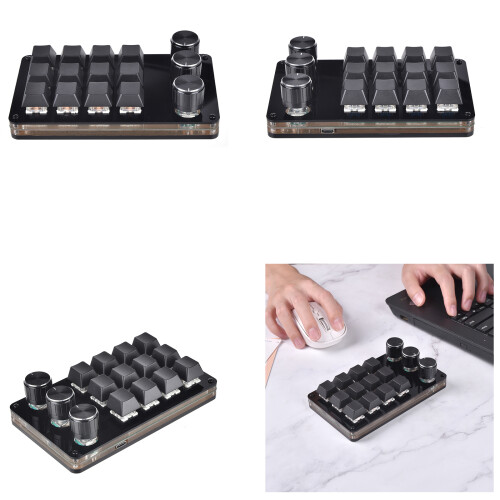 Programmiermakro-Tastatur, 12 Tasten, USB-Knopf, 3 Knöpfe, 1