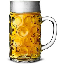 German Beer Stein Glass 2 Pint Capacity Mini Classic, Glass Tankard, Beer Mugs Pack Of 1