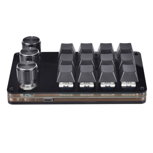 12 Keys USB Mini Keypad Programming Macro Pad with 3 Knobs Macro