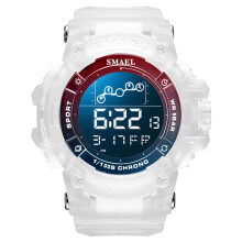 Men and Women Sport Watch Waterproof LED Military Digital Alarm Stopwatch Plastic in White, Red, Blue Colors