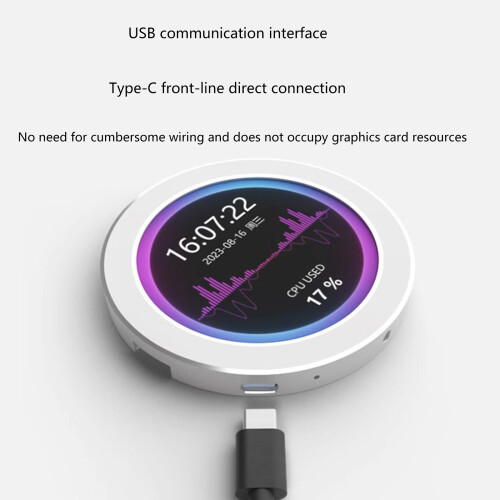 Écran secondaire de refroidisseur d'eau IPS USB-Noir 2,8 pouces 2
