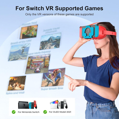 Upgraded VR Headset for Nintendo Switch  Switch OLED Model, Adjustable HD Lens (Orange  Blue) 1