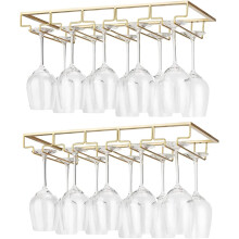 Hanging Wine Glass Storage Under Cabinet, Wine Glass Holder Durable Metal Frame Bar Glass Storage Hanger, Suitable for Multiple Glass Types Space Savi