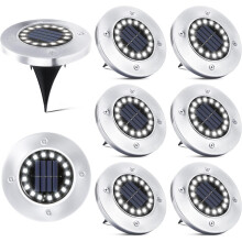 Tuin-, terras- en erfdecoratie, solar grondlampen met roestvrijstalen behuizing, waterdichte padverlichting voor buiten met automatische
