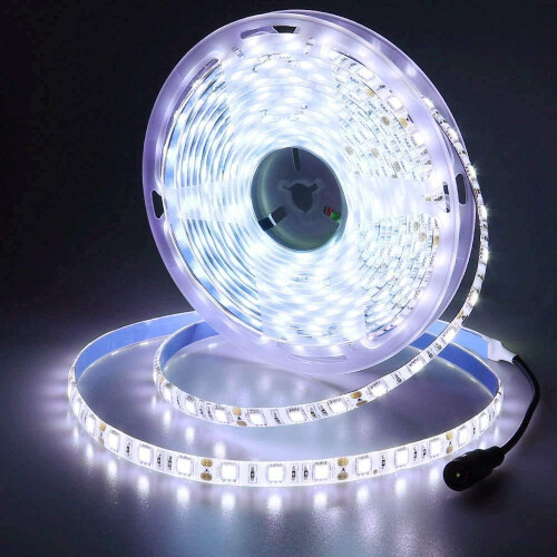 Ευέλικτες λωρίδες LED 6500K, αδιάβροχες και κοπτικές, 5 μέτρα, 300 LED, 5050 SMD, χαμηλής