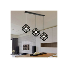 Suspension élégante avec finition en fer noir, luminaire suspendu géométrique alliant forme et fonction