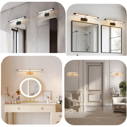 Modern wallmounted LED cosmetic light, adjustable 3 color modes, mirror lighting for dressing table (Black, 80cm) 2