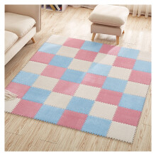 10 Pcs Plush Foam Floor Mat Interlocking Square Tiles With Border 30x30cm Pink Blue Beige Puzzle Mats For Kids