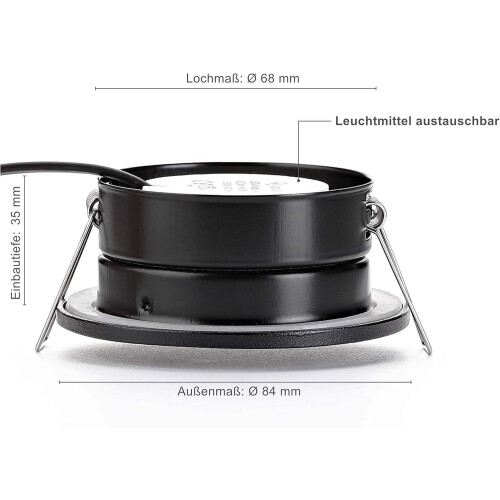 LED Spotlights IP65 Black – Modern Ceiling Light 230V 5W Dimmable 2