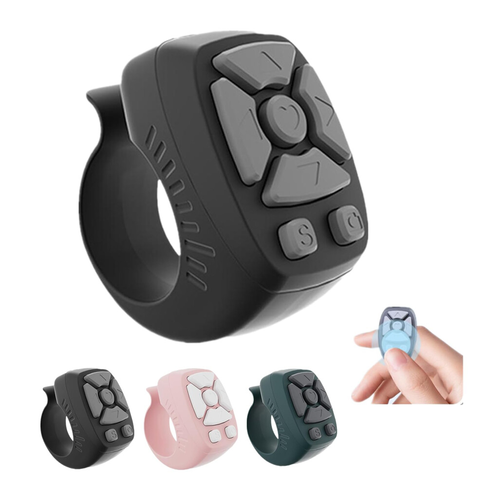 Fingertip Wireless Bluetooth Remote Control, Page Turner, Camera Shutter, Scrolling Ring 1Pcs Black 9365049867429