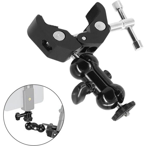 Compact camera clamp mount for monitors and lights, reliable performance in any setup. 2