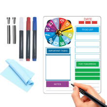 Desktop Erase Board, Dry Erase Planner Standing Desk Reminder Board, Acrylic Weekly Calendar Pad, Transparent Desk Reminder Board with Clock CC251