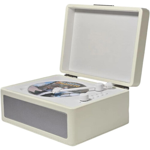 CD Player USB Disk Playback, Vintage TrayStyle Disc Insertion, White 2