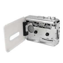 Portable Cassette Player USB Tape to MP3 Converter with Headphone Stereo Output Black and White