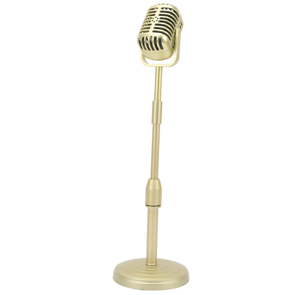 Vintage Microphone Prop Model, Liftable Realistic Classic Retro Style Microphone Prop Decor For Party Decoration Costume Role Play (Gold) Gold 9412369100689