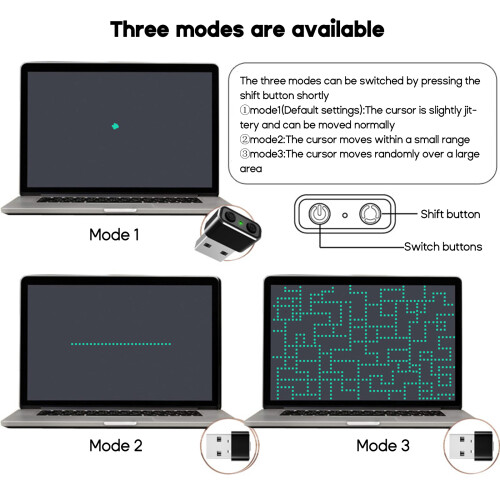 Multifunctional USB Mouse Jiggler Prevent Sleep Modes USB Mouse 2