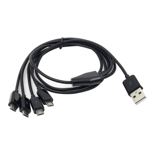 Câble de chargement multiple USB mâle vers Micro USB mâle 4-Noir