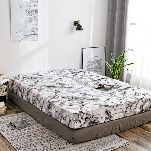 Marble Patterned Table Protector, Vinyl Material Ensures Waterproof Surface for Mess-Free Dining, Elastic Edge Provides Secure Fit for Various Table 2
