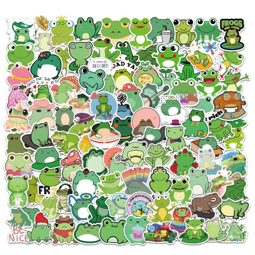 100Pcs Cute Frog Stickers, Various Cute Vinyl Stickers, Waterproof ...