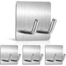 (As show, One size) 4Pcs Self Adhesive Wall Hooks Heavy Duty Razor Holder Shower Shaver Hooks Hanger, Self Adhesive Shower Hooks Waterproof Inclined