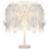 Modern Solid Wooden Base Lamp, Ostrich White Feather Shade for Desk Dining Table, Soft Texture Ensures No Feather Falling 1