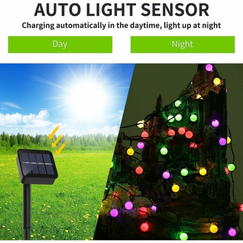 Battery Operated String Lights, Solar Powered Ensures Eco-friendly Usage With Built-in Light Sensor For Auto On/Off Functionality In Outdoor, Indoor, 2