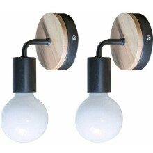 Kinkiet nocny do sypialni, zabytkowa drewniana lampa ścienna z obrotowym szklanym kloszem, lite drewno, żelazo, metal, kreatywna prostota, mini