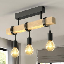Lampa w stylu vintage industrial, drewniana metalowa lampa ścienna, rustykalne lampy wiszące, artystyczna oprawa świetlna do sypialni i jadalni,