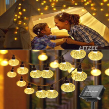 Guirlande lumineuse d'extérieur, design bulles de cristal, solaire, étanche, pour la décoration de jardin, 8 modes d'éclairage, capteur