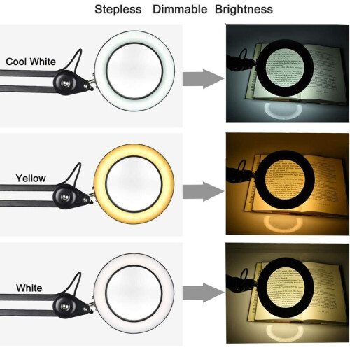 Φωτιστικό γραφείου με μεγεθυντικό φακό 5x με ρυθμιζόμενο περιστρεφόμενο 2