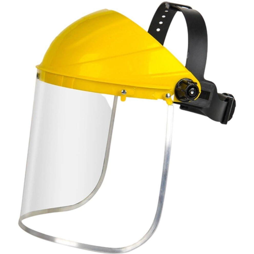 Safety Faceshield Lightweight Clear Face Shield Headgear For Grinding, Cutting, Weed Whacking, Construction Yellow 9426802299786