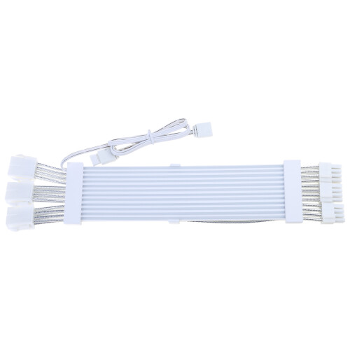 PC Case- PSU Extension RGB Cable 24Pin PCI-E GPU-White 3x8p