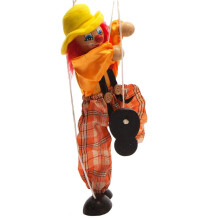 'Pull String Doll Funny Colourful Pull String Marionette Vintage Clown Wooden Puppet Craft Toy Joint Activity Doll Gifts for Children'