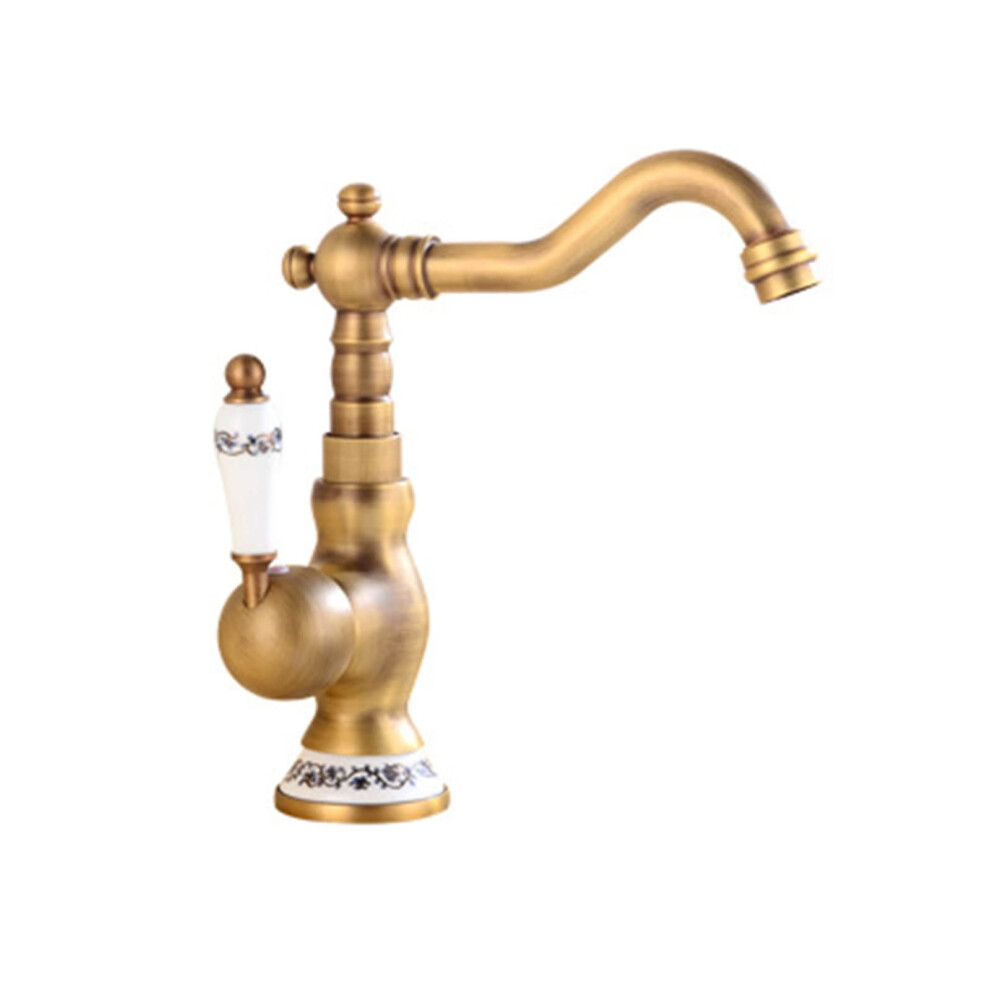 Faucet For Kiten Sink Matte Black 1Hole Brass Bathroom Sink Faucet 360 Degree Swivel Vintage Antique Style 9189345028038