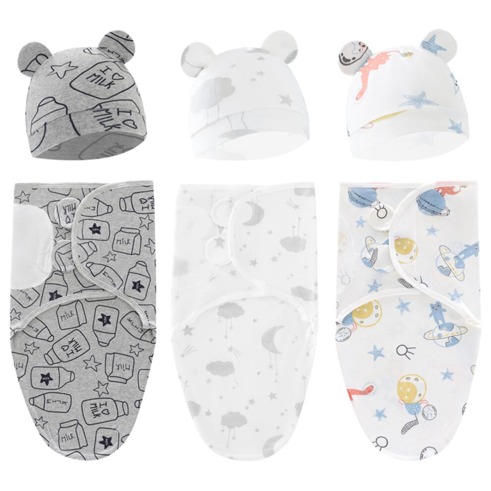 3 Sets Swaddle Sleep Sack with Hat Set Swaddles for Newborns Swaddle Soft Swaddle Blanket Cute Swaddle Blanket for 03 Months