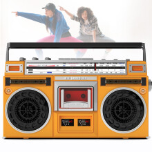 Retro Bluetooth Cassette Player Recorder with AM/FM Radio, Portable SD/USB Input, for Family Gathering, Travel and Street Dance, yellow.