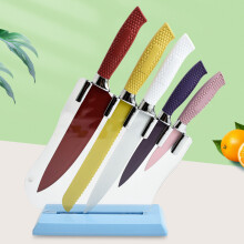 6Pc Knife Set With Acrylic Block, Multi-coloured