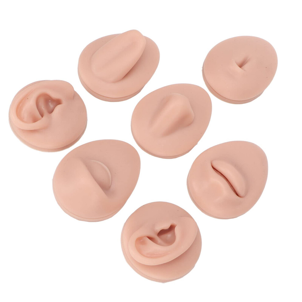 Body Piercing Exercise Model, Silicone Ear Eye Nose Mouth Tongue and Belly Button Model for Inexperienced Piercer (Medium Flesh Colour)