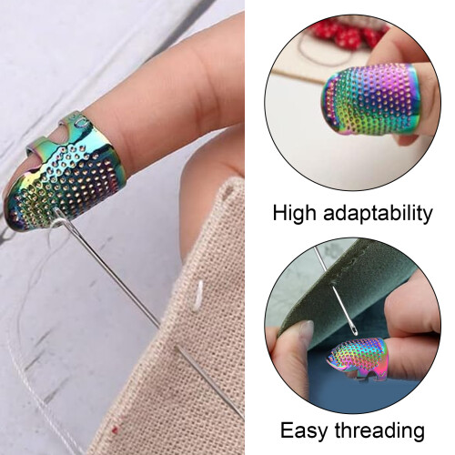 Stylish Finger Protector Set, Sewing Thimble With Dimpled Pattern For Comfortable Hand Sewing, Adjustable Thimble In Metal Construction, Protective Ri 2