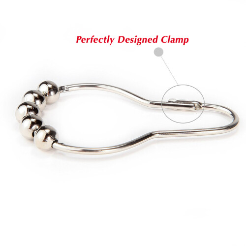 12PCS Stylish Antirust Shower Curtain Hooks Smooth Rolling Beads 2