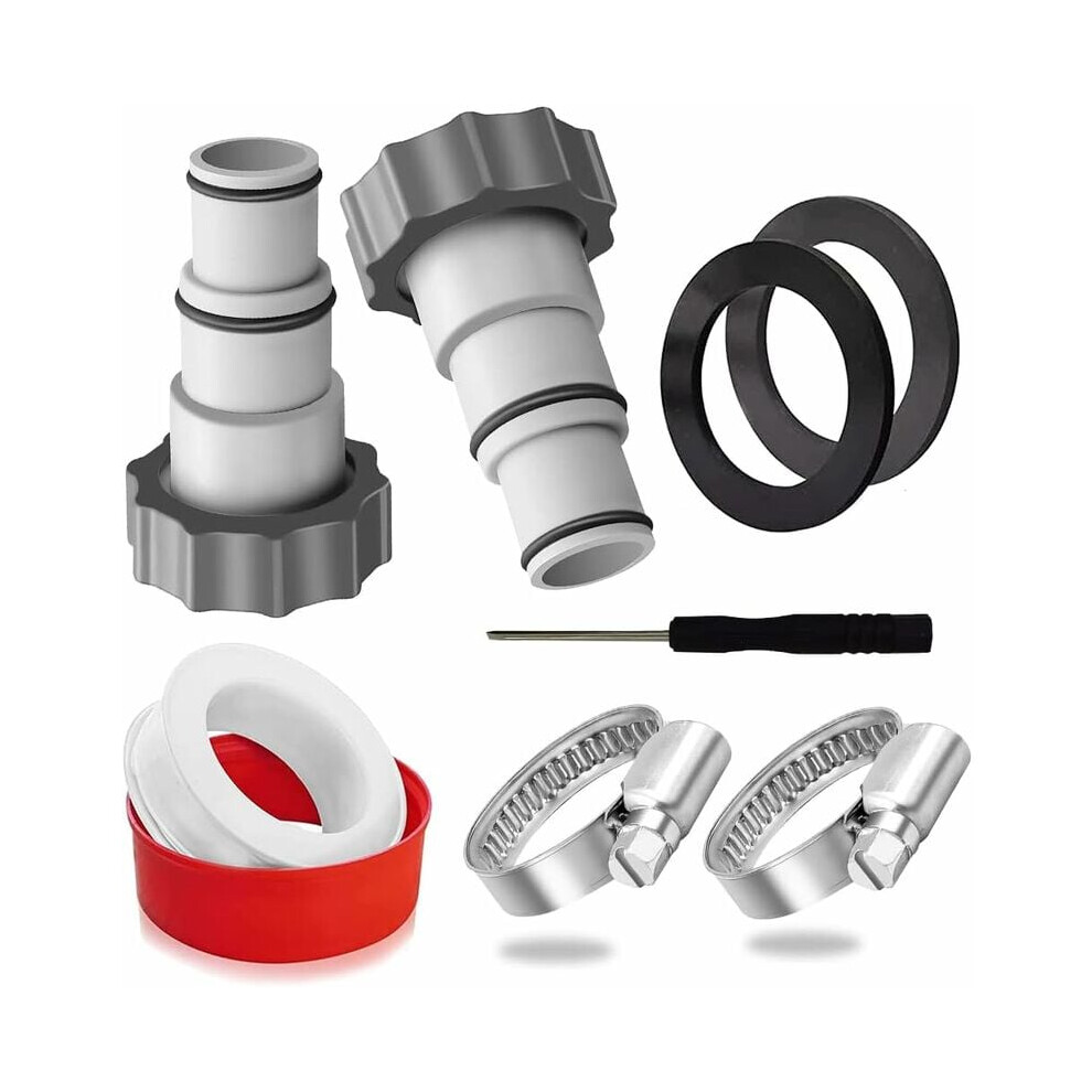 Swimming Pool Adapter, Hose Connector Ensures Seamless Above Ground Pool Accessories Integration, Stainless Steel Clamps, Rubber Gaskets Enhance Durab 9074015902810