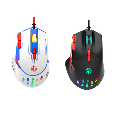 9 Toetsen Macro Programmering Muis 6400DPI USB Game RGB-Wit 1