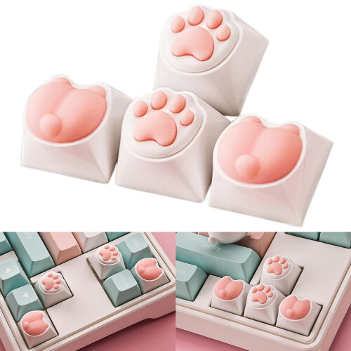 4 Stuks 3D Cat Paw Keycaps MX Structuur Keycaps Set PC + 2