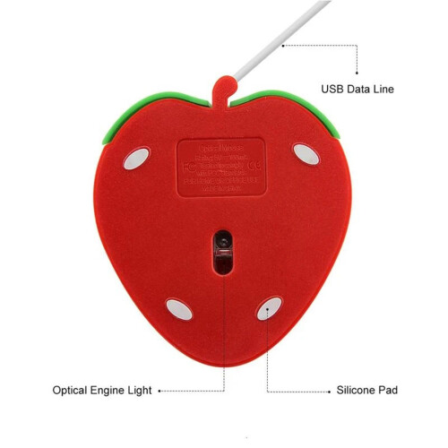 USB Wired Mouse Sweet Red Strawberry Fruit Gift USB Optical 2