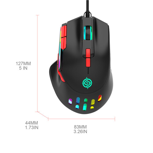 9 Toetsen Macro Programmering Muis 6400DPI USB Game RGB-Wit 2