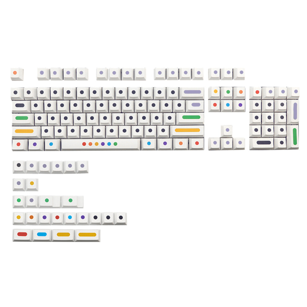 128-Key Dot Pbt Keycaps Cherry-Profile Dye-Sub Keycap For- White 7732000504983