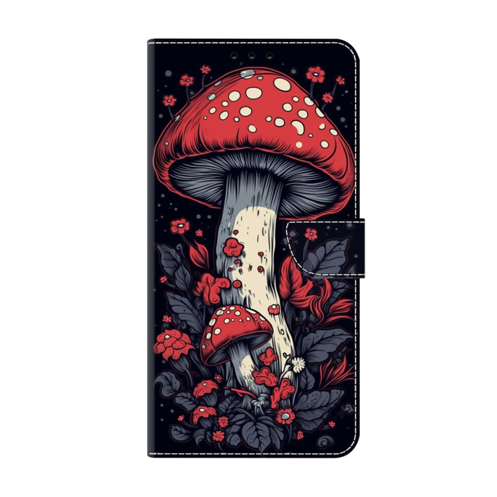 Wallet Case For Samsung Galaxy A13 A04s Pu Leather Flip Cover With Magnetic Kickstand Shockproof Tpu Mushroom Red 9187378414620