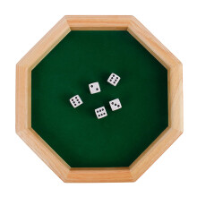 F Fityle Dice Plate with Felt Carpet Wooden Dice Tray with 5 Dice 12 Inch Octagonal Wooden Dice Container Classic Family Game