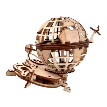 1Set DIY Globe Puzzle Wooden Toy for Students Educational Craft Kit with Elegant Base and Hidden Mechanism