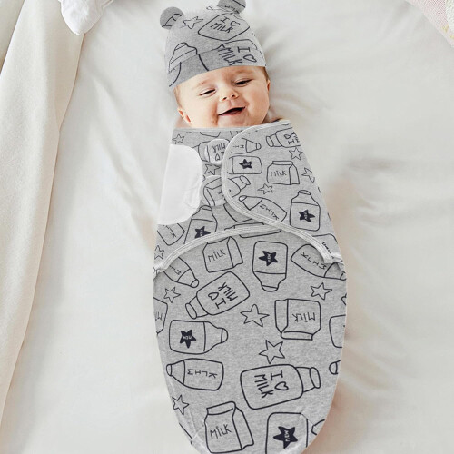 3 Sets Swaddle Sleep Sack with Hat Set for Newborns 03 Months 1